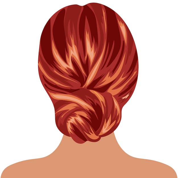 Female hairstyle with bunches of long red hair vector illustration