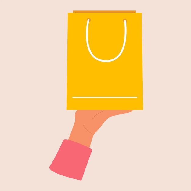 Female hand hold colorful shopping or gift bag Sale birthday concept Vector