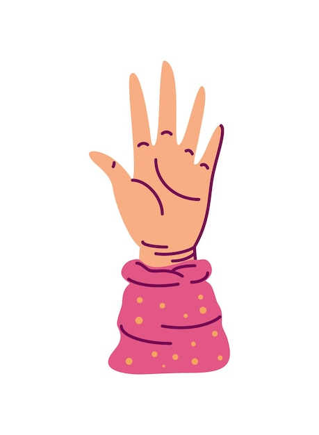 Vector female hand up icon isolated