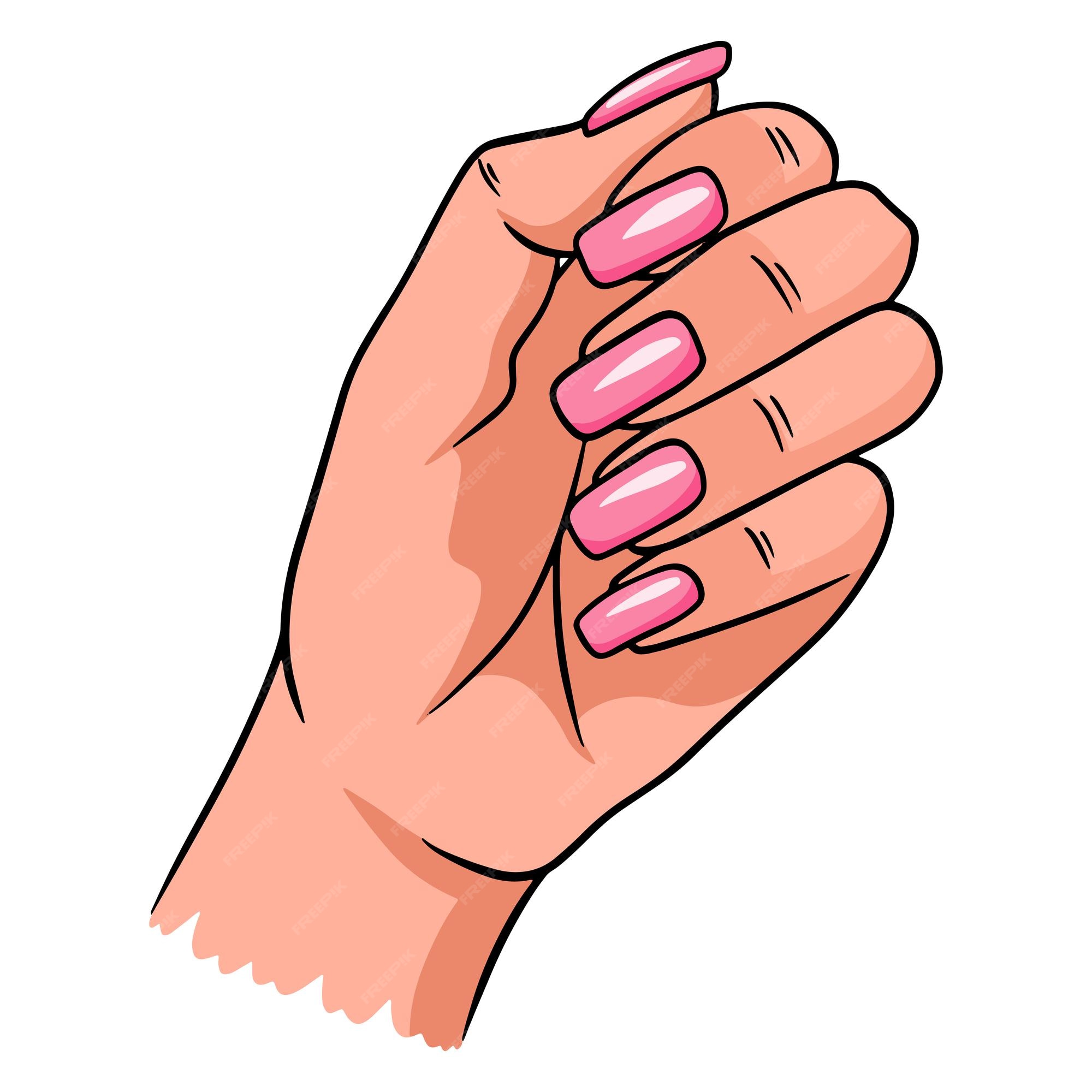 Premium Vector | Female hand with a completed manicure. painted nails.  vector illustrations in cartoon style for design and decoration.