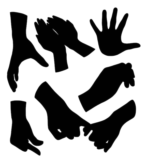 Vector female hands gesture sign and symbol silhouette
