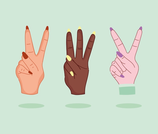 Vector female hands raised fingers