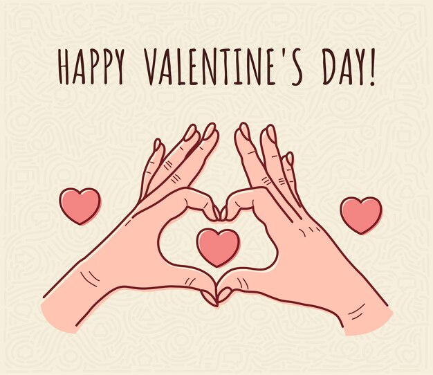 Female hands show heart for Valentine's Day