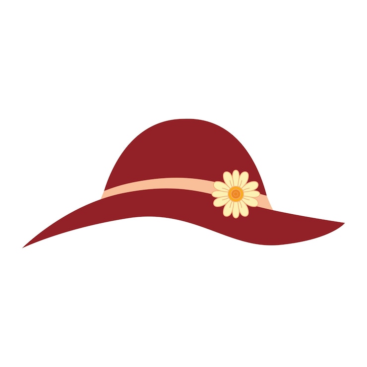 Vector female hat with flower strap icon