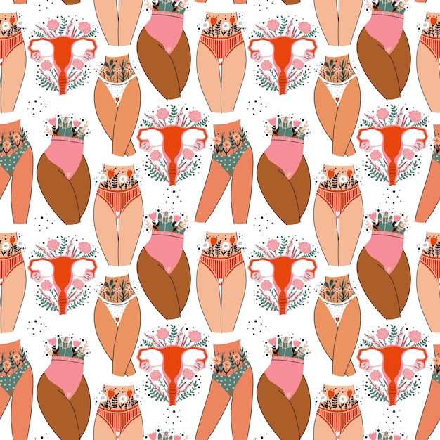 Female hips with panties menstrual organ pattern