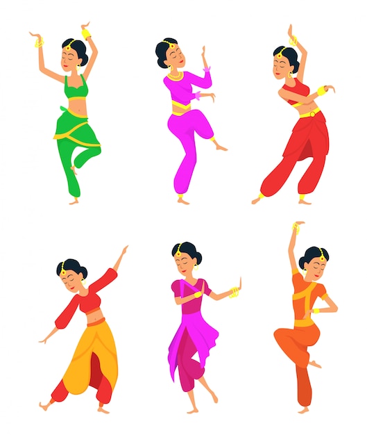 Female indian dancers. cartoon characters