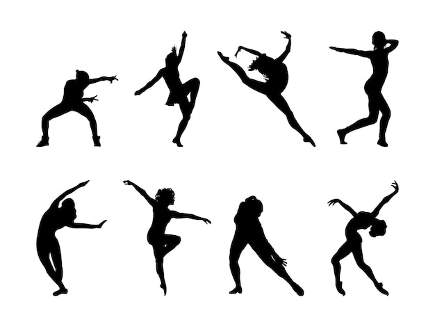 Female jazz dancer silhouette collection