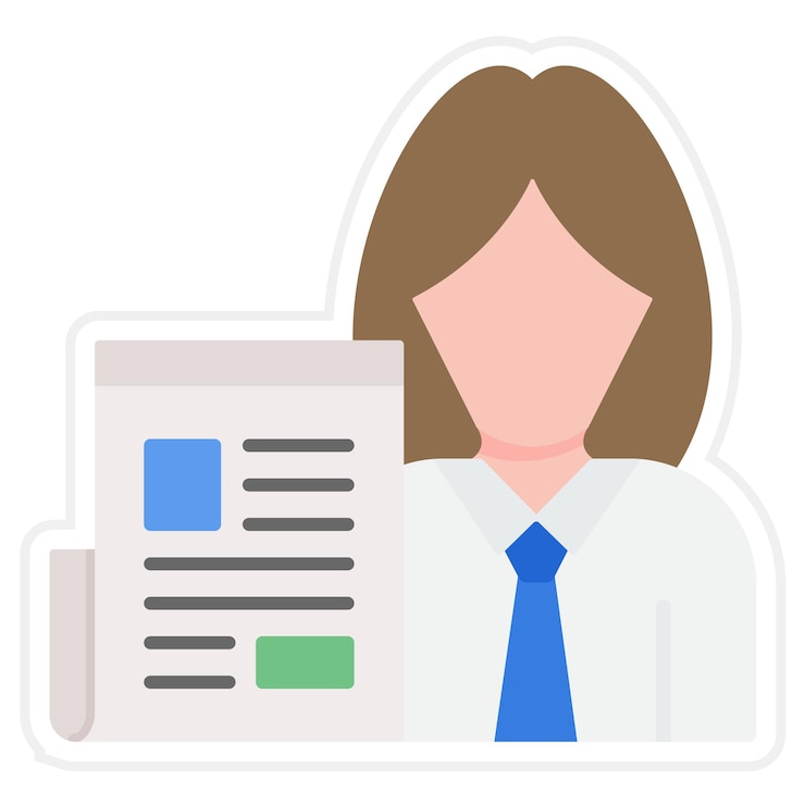 Vector 女性ジャーナリストのアイコンベクトル画像は,ニュースとメディアに使用できます.