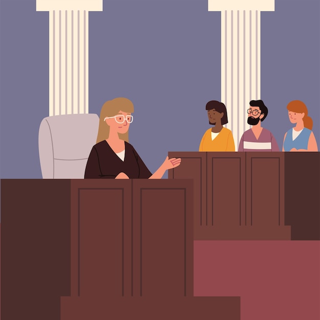 Vector female judge and jury