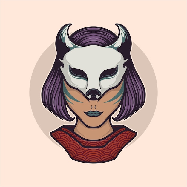 Female kitsune vector face mask