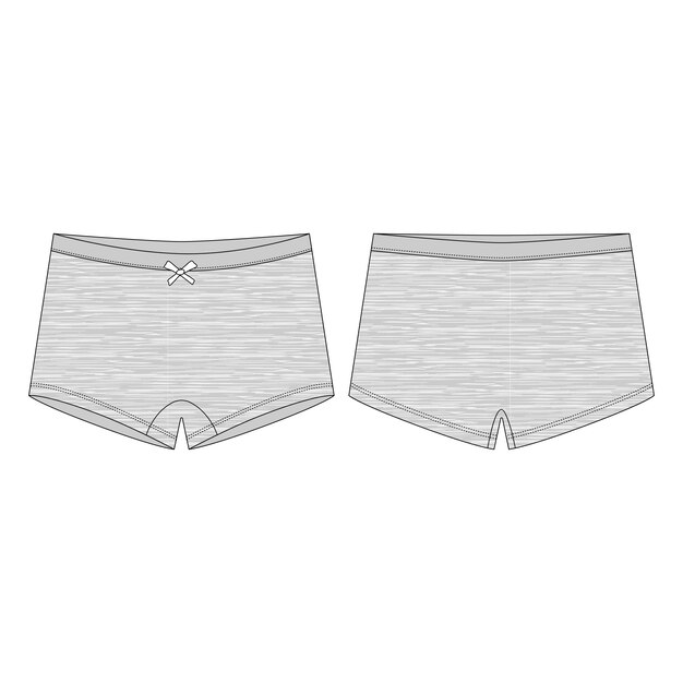 Vector female knickers. mini short knickers in melange fabric for children's