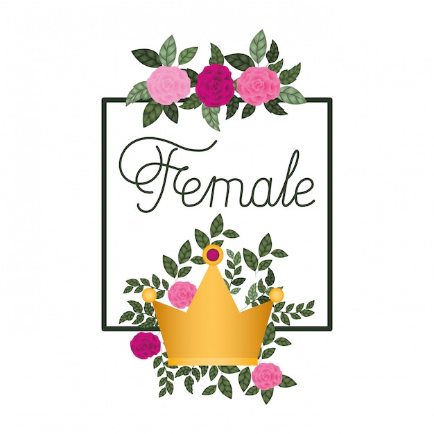 Female label with roses frame icons