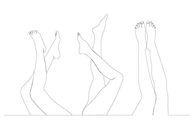 Vector female legs drawing by one continuous line