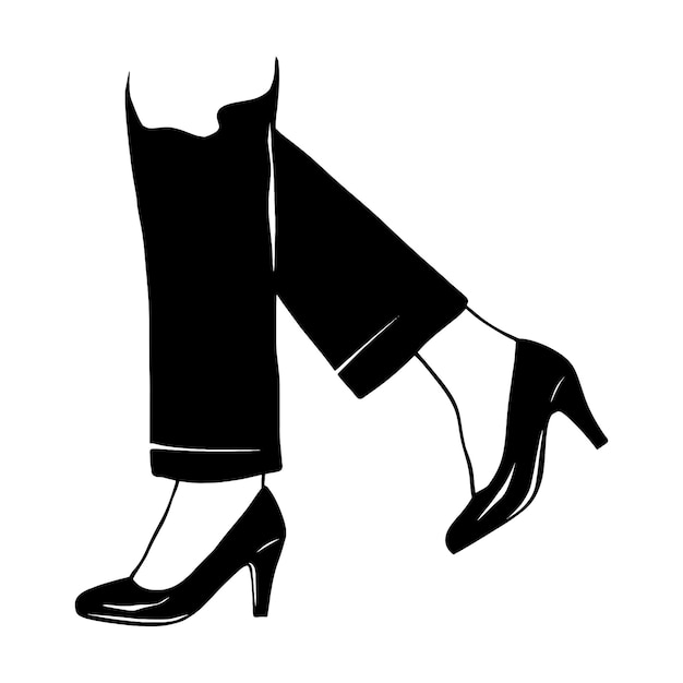 Gambe femminili con scarpe a tacchi alti disegnato a mano schizzo vettoriale illustrazione line art