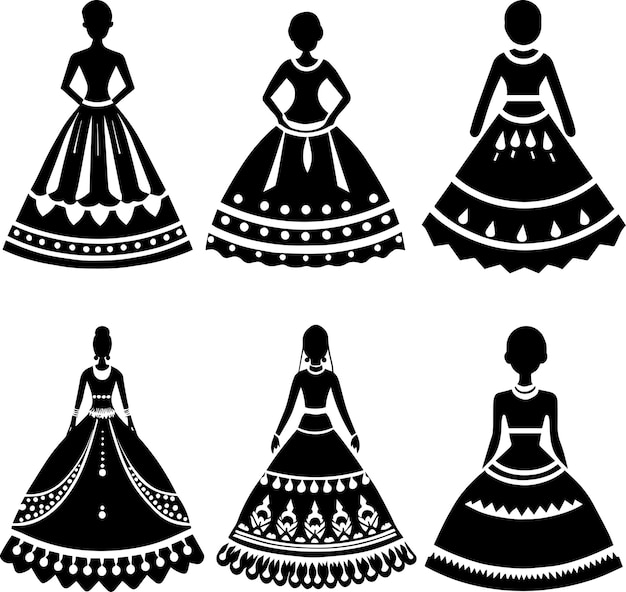 female lehenga icon vector 1