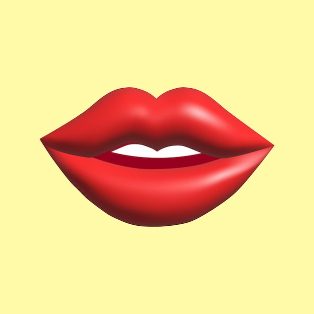 Female lips 3d icon kiss 3d icon pink lips