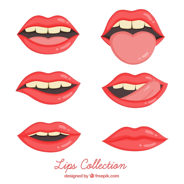 Vector female lips collection with 2d style