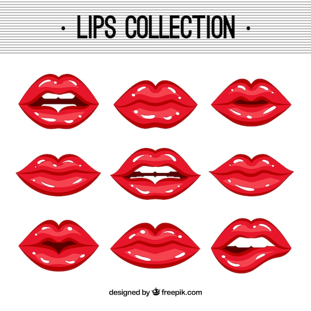 Коллекция женских губ со стилем 2d