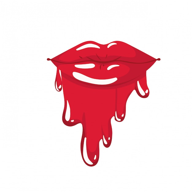 Female lips dripping isolated icon