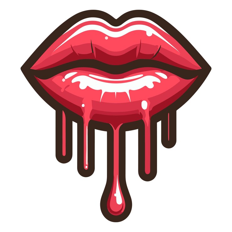 Female lips dripping isolated on white background