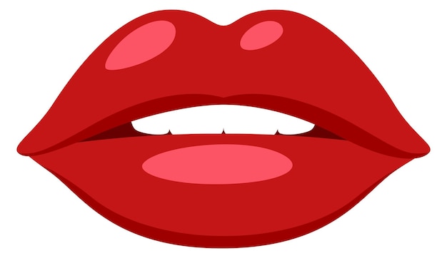 Vector female lips red sexy lady mouth icon