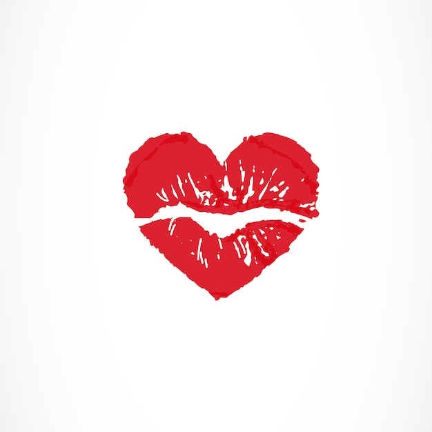 Vector female lips in shape of heart