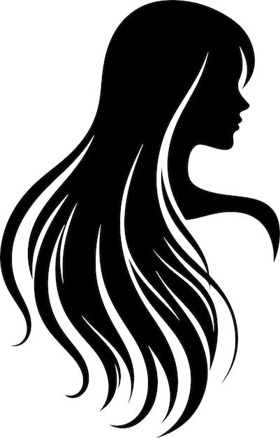 Female long hair vector silhouette
