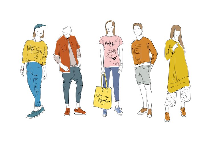 Vector 女性と男性の服ファッションコレクション