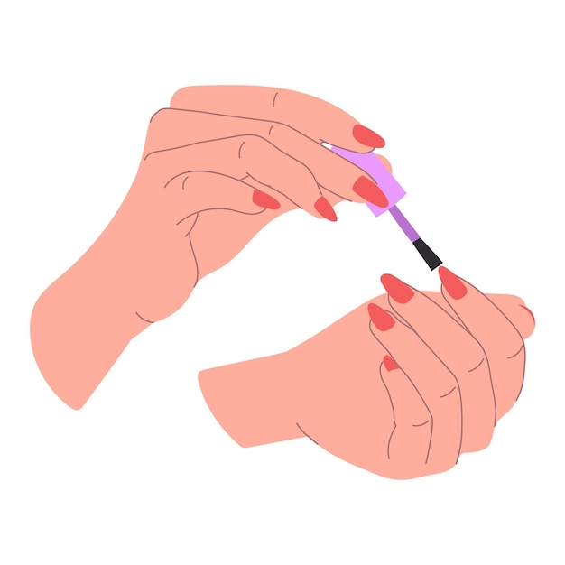 Vector female manicured hand with varnish set