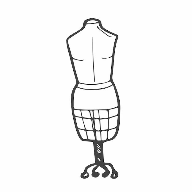 Female mannequin for fitting and tailoring accessory for fashion designers vector image in doodle