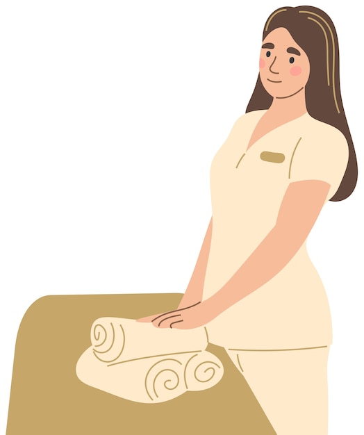 A female masseur Flat vector illustration