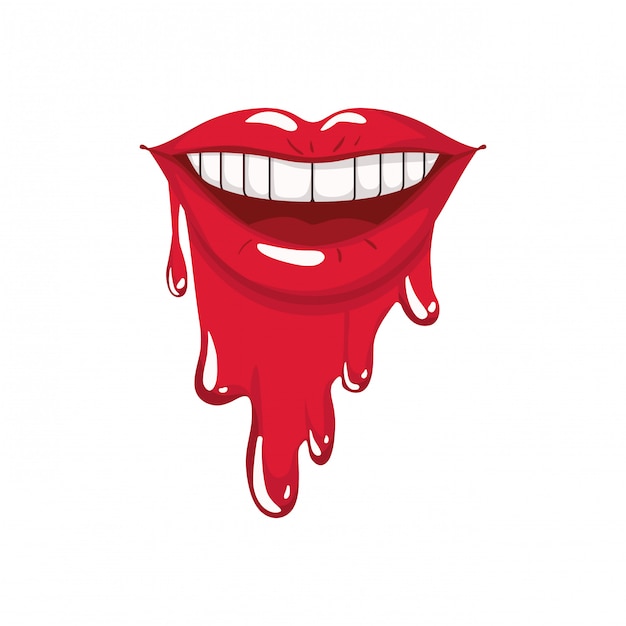 Icona isolata di sgocciolatura della bocca femminile