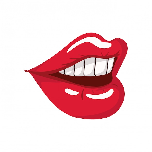 Female mouth pop art style isolated icon