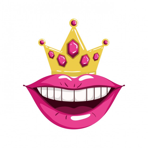 Female mouth pop art style isolated icon