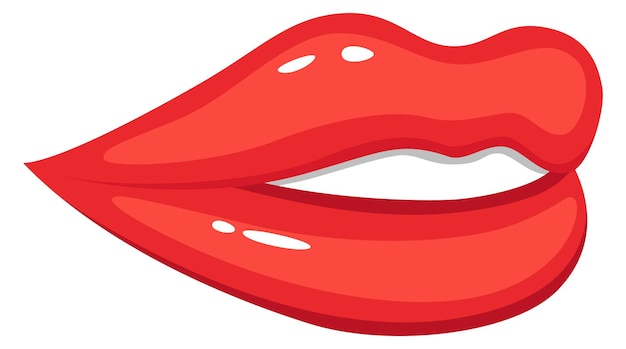 Vector female mouth sexy lips cartoon glamour symbol isolated on white background