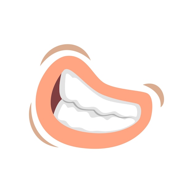 Female mouth with bared teeth emotional lips of young woman vector Illustration isolated on a white background