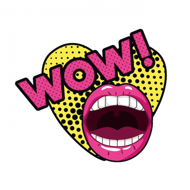 Female mouth with speech bubble isolated icon