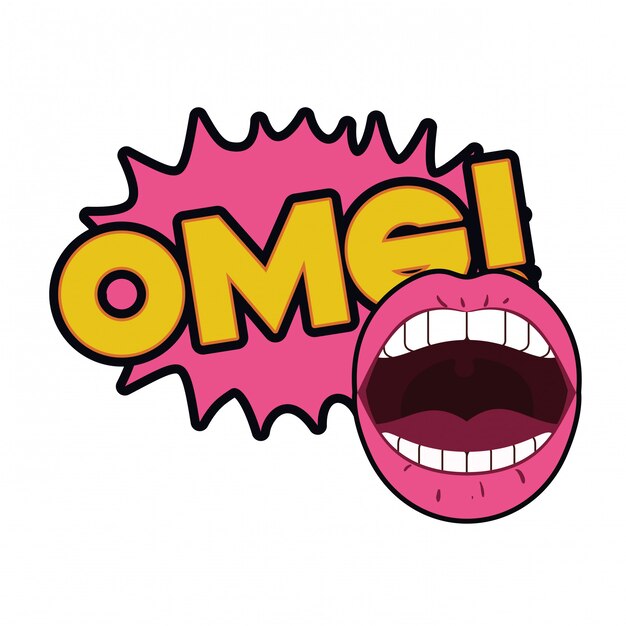 Vector female mouth with speech bubble isolated icon