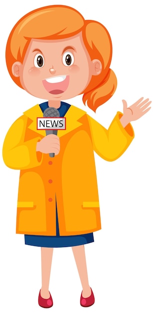 Vector female news reporter cartoon character