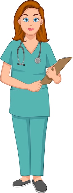 female nurse cartoon isolated on white background