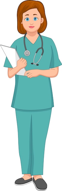 Vettore cartone animato infermiera femminile