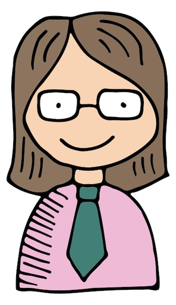 Vector female office manager icon color business doodle