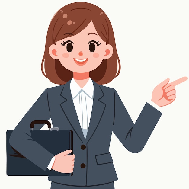 女性のオフィスワーカーが指差しています