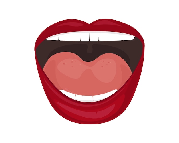 Vector female open mouth laughter and smile facial expressionvector illustration