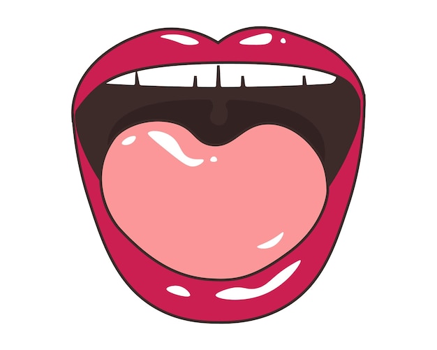 Female open mouth Laughter and smile Vector illustration of sexy woman's glossy lips