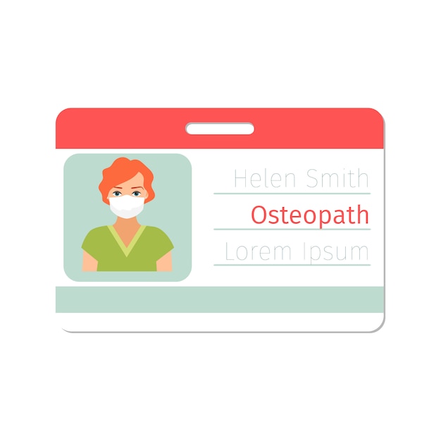 Female osteopath medical specialist id card template