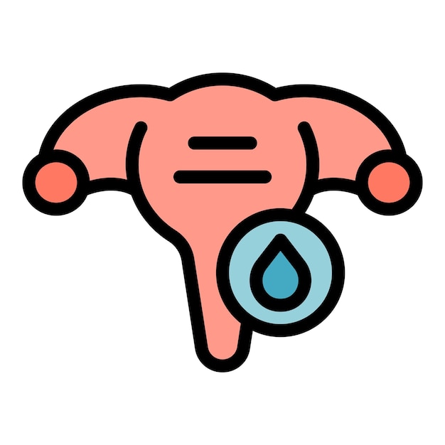 Vector female ovary icon outline vector woman menopause balance health color flat