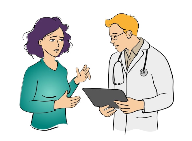 Female patient male doctor talking vector