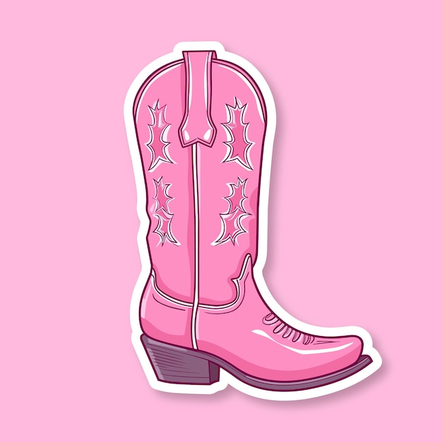 Female pink cowboy boots isolated illustration Cowboy girl wears boots Wild west theme Vector West