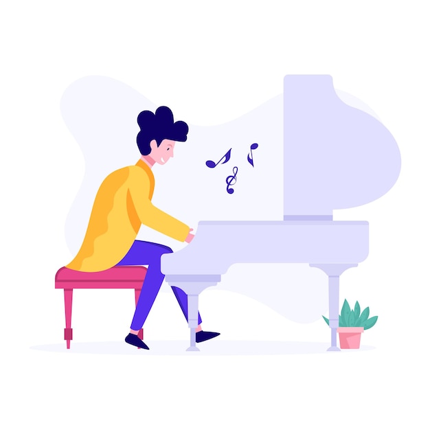 Female playing piano showing concept of musician vector